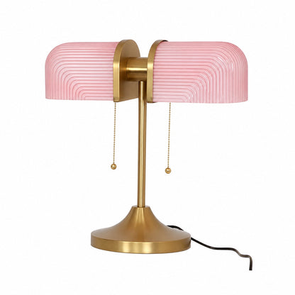 Aurebron Fluted Glass Table Lamp - Modern Decorative Metal Base Table Lamp for Living Room