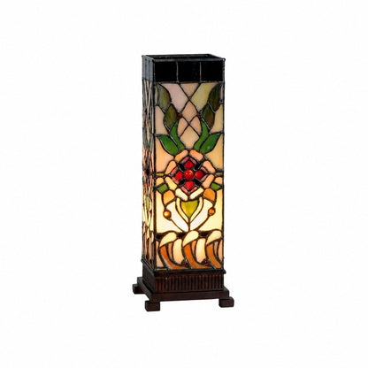 TF Angelique Tischleuchte im Jugendstil aus Buntglas – Handgefertigtes Blumendesign für das Wohnzimmer