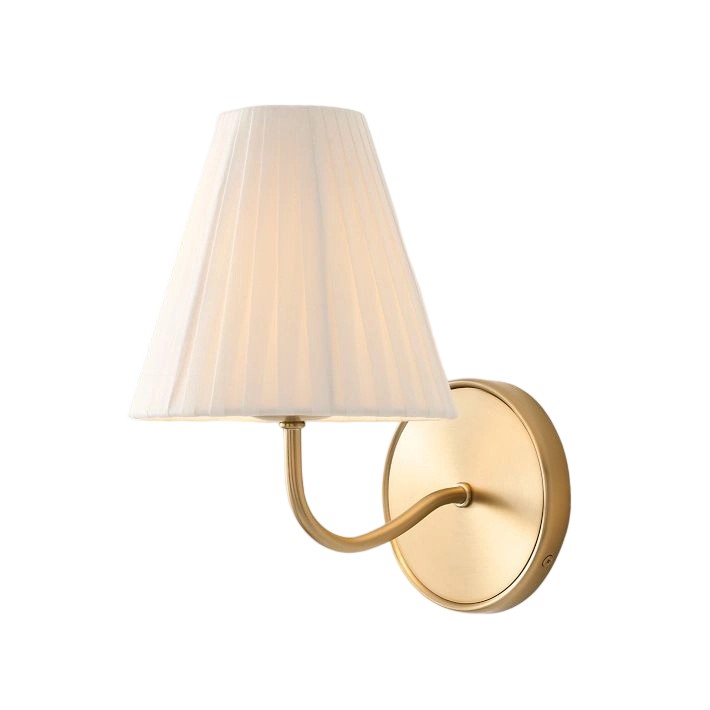 Fibura Contemporary Metal Sconce with Soft Linen Shade Subtle Silhouette for Living Rooms and Corridors