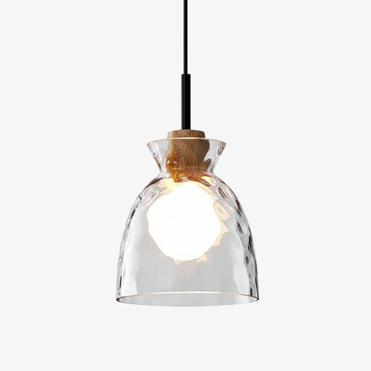 Quenora Ripple Pendant Light – Rippled Glass Shade Hanging Lamp for Dining or Kitchen U23