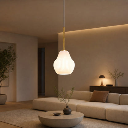 Rivrona Ribbed Pendelleuchte – Moderne gerippte Glasleuchte mit Metalloberfläche