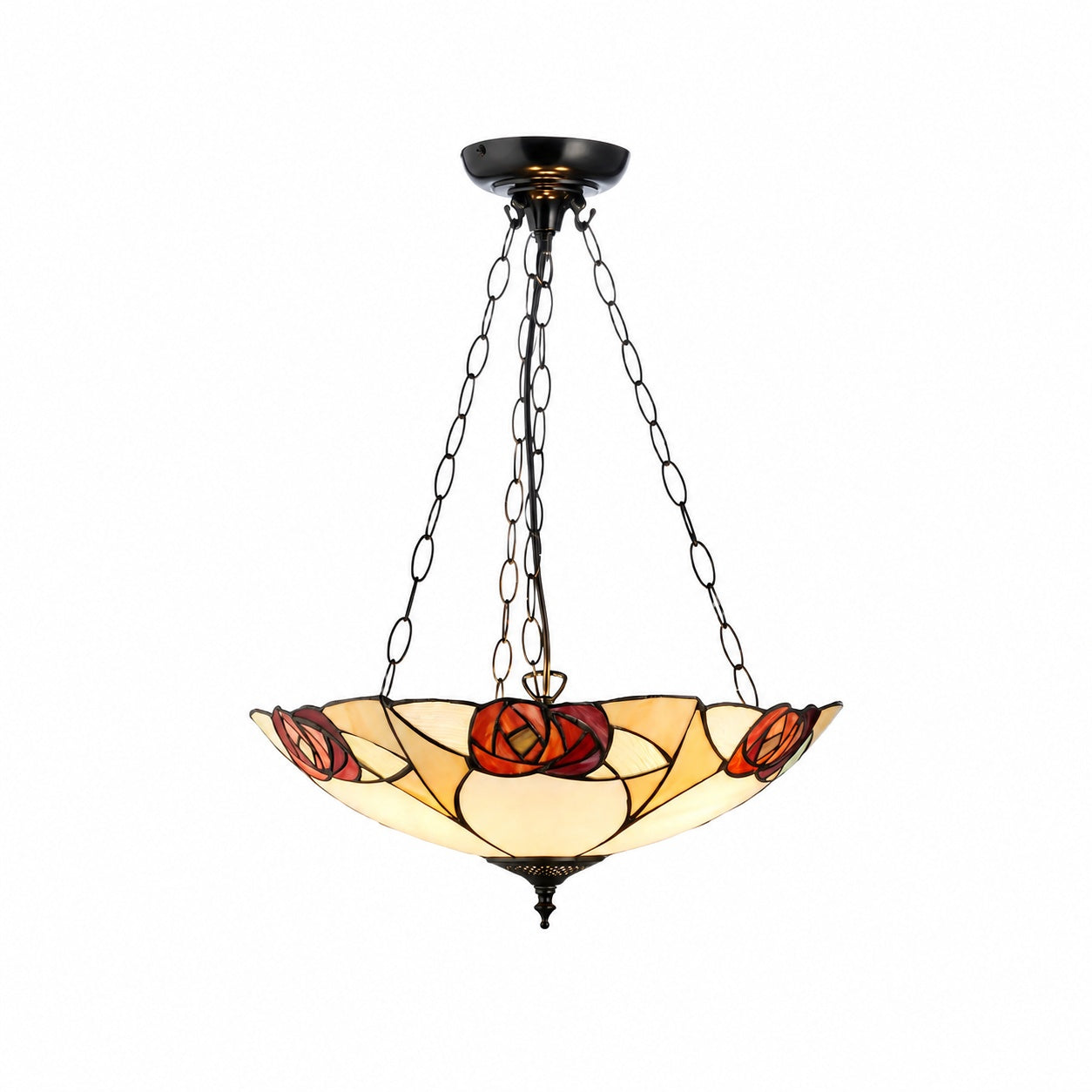 TF Ingram handgefertigte Buntglas-Deckenleuchte – Vintage Art Deco Tiffany-Leuchte für das Esszimmer