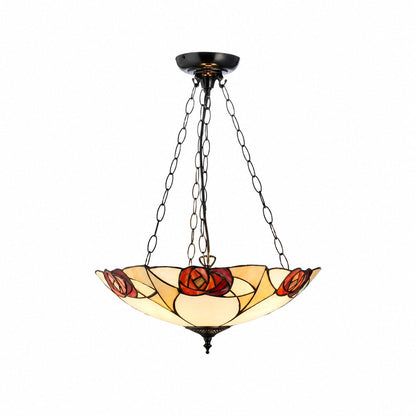 TF Ingram handgefertigte Buntglas-Deckenleuchte – Vintage Art Deco Tiffany-Leuchte für das Esszimmer