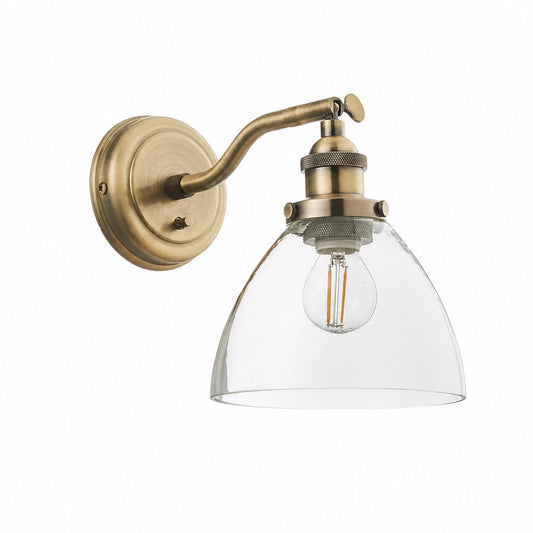 Verstellbare Hansen-Wandleuchte aus Messing – Klarglas-Design