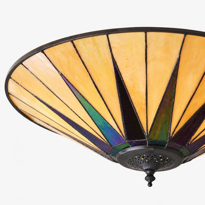 TiffStar Elegant Art Glass Flush Ceiling Light - Vintage-Inspired Ceiling Fixture for Home Interiors