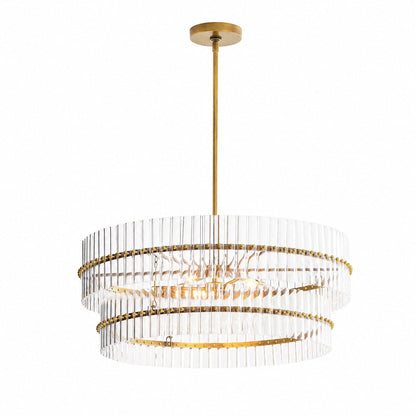 Lumora Kristall-Pendelleuchte – Elegantes Trommelmessing und geschliffenes Glas