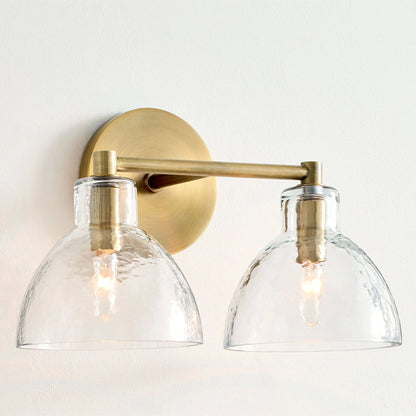 Glavira Recycled Glass Double Sconce - Indoor Brass Wall Lighting