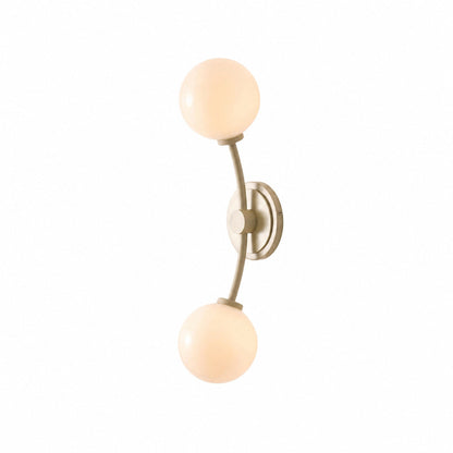 Arden Glass 2 Light Iron Wall Sconce - Modern Curved Design for Bathroom or Hallway