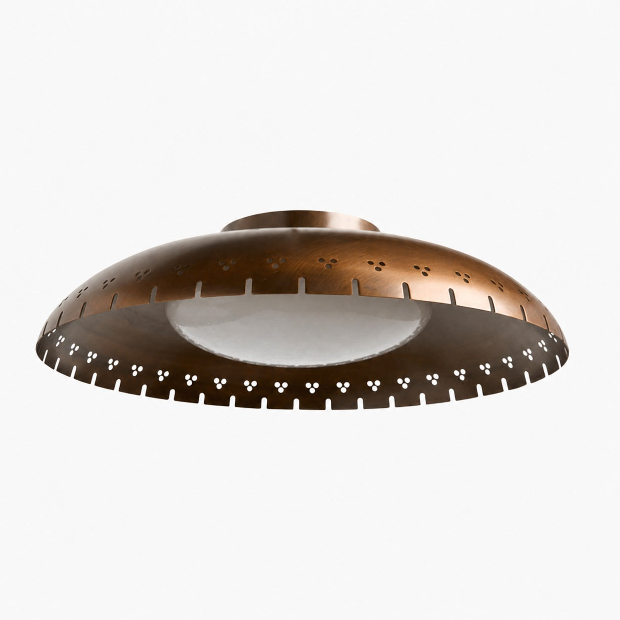 Lustrona Vintage Brass Flush Mount Light - Burnished Metal Ceiling Light for Living Room