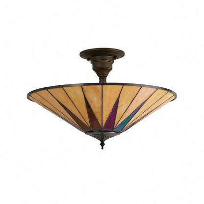 TF Dark Star Tiffany Ceiling Lamp – Stained Glass Star Design for Dining or Hall