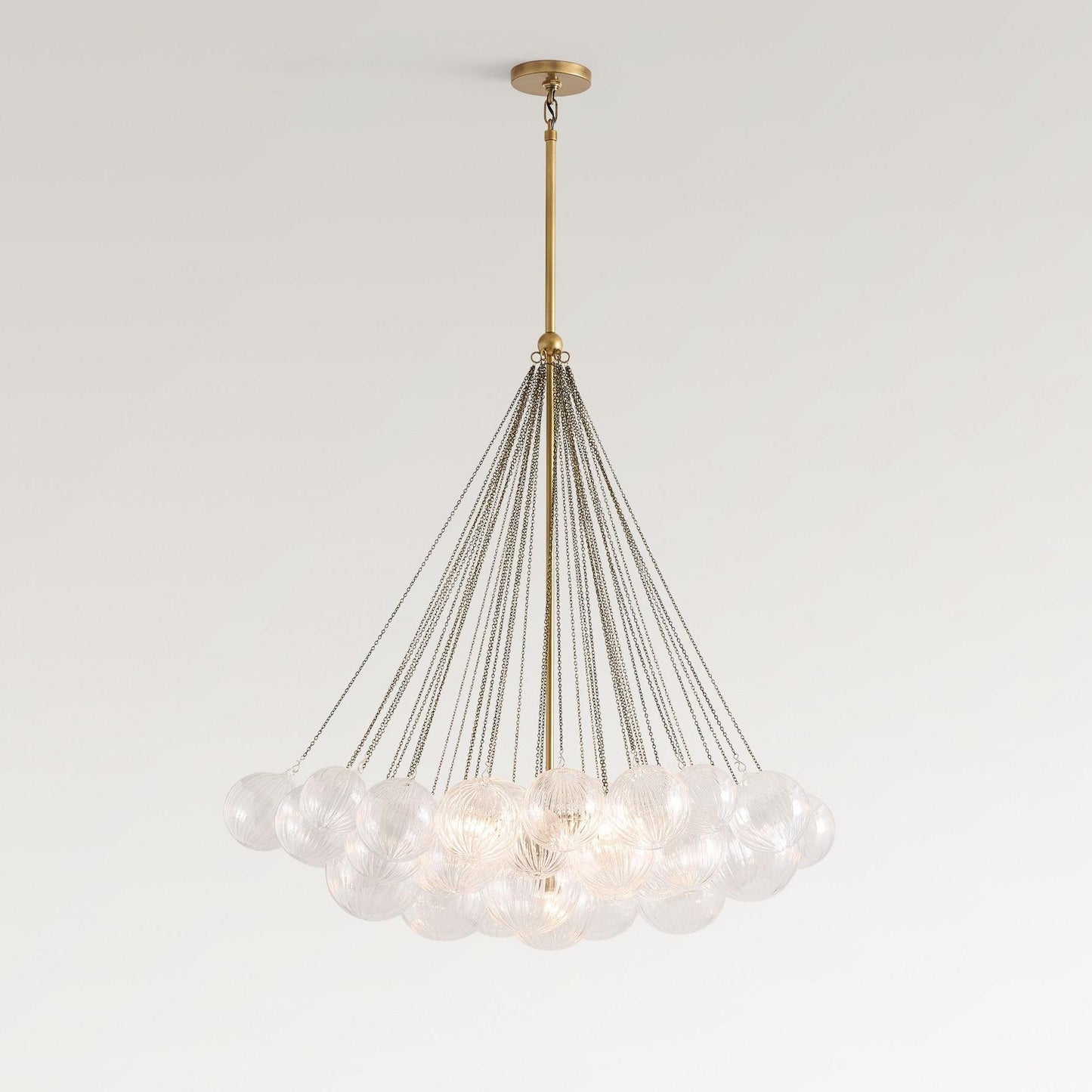 Bravira Glass Bubbled Chandelier - Vintage Brass Oval Glass Lighting