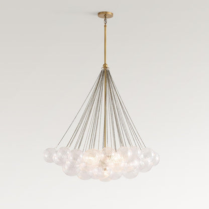 Bravira Glass Bubbled Chandelier - Vintage Brass Oval Glass Lighting