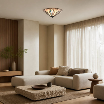 TF Astoria Modern Deco Flush Mount Ceiling Light with Textured Glass – Elegant Home Lighting Fixture