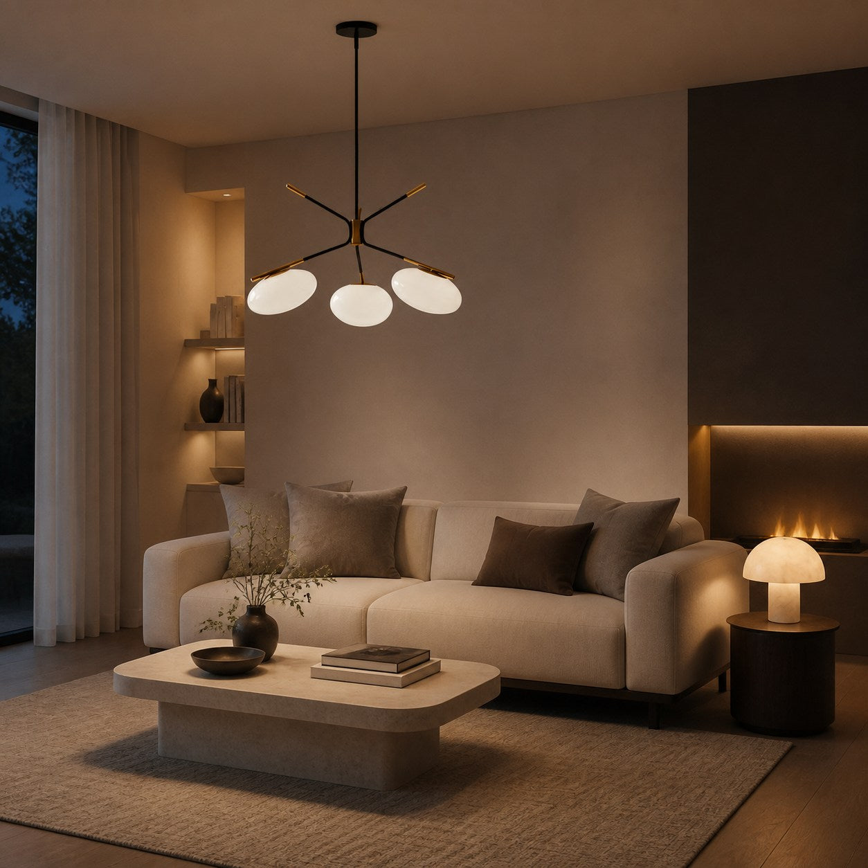 Brimush Pendelleuchte in flacher Kugelform – Minimalistische Architekturform