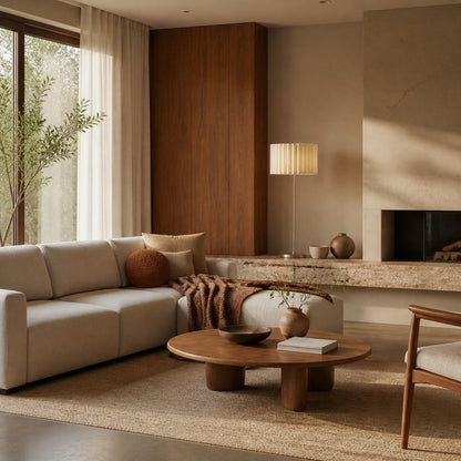 Velura Stehleuchte – Beige Leinenschirm und Metallgestell