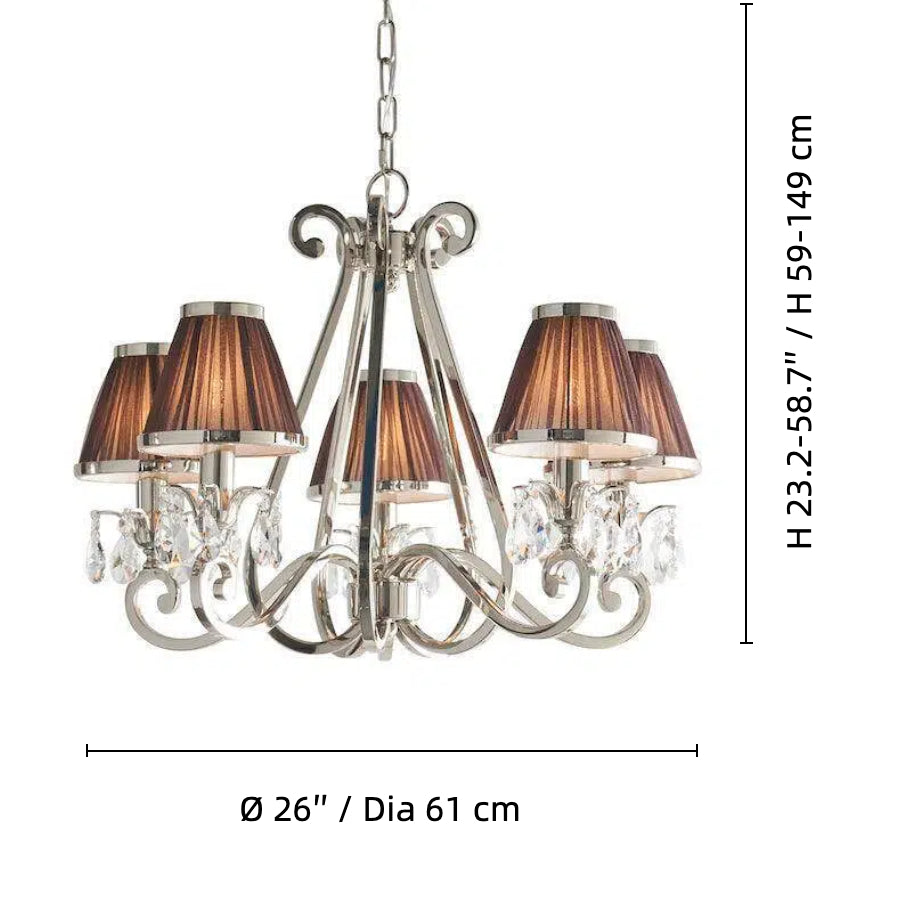 Talonis Mehrflammiger Stoff-Kronleuchter – Elegante, geschwungene Metallarme für Ess- und Wohnbereich