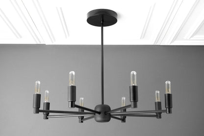 Mobilux Line Modern Chandelier - 8 Arm Mid Century Hanging Light