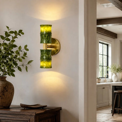 Green bamboo wall lamp view 3