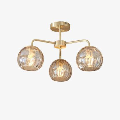 Elegant Brass Finish 3-Light Ceiling Lamp - Globe Semi Flush Light