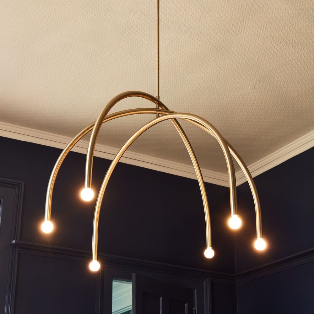 Borvia Arc Chandelier – Minimalist Rotatable Arms for Dining Room or Living Room