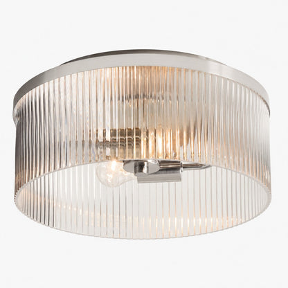 Bravira Flush Mount Ceiling Light - Ribbed & Bubbled Glass Metal Light