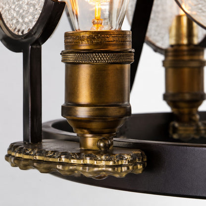 Briarwood Brass Industrial Ribbed Glass Chandelier