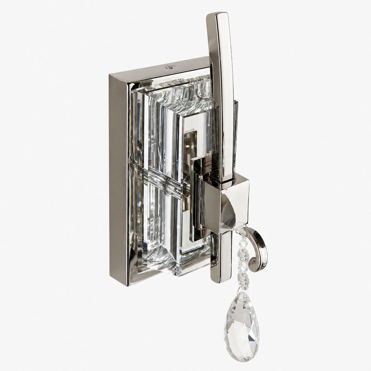 Talonis Crystal Accent Wall Light – Curved Chrome Arm Design for Living and Hallway Spaces