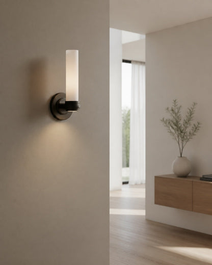 Roven Modern Wall Sconce Inspired with Glass Cylinder Shade - Versatile Accent For Living Room
