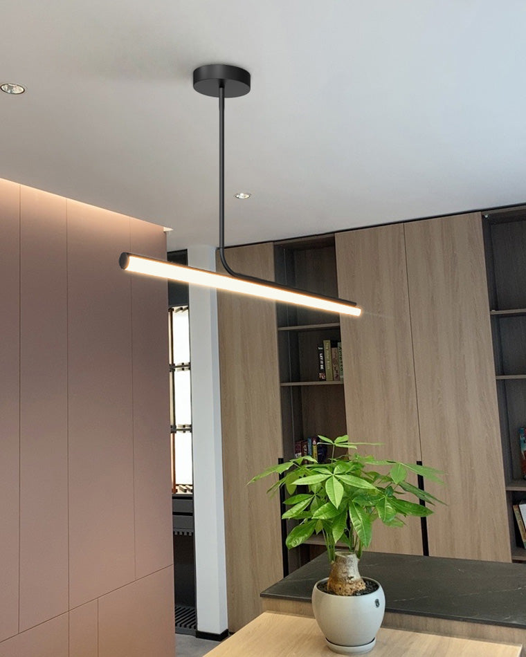 Schlanke asymmetrische lineare Pendelleuchte Schwarz-Weiß-Finish Deckenleuchte