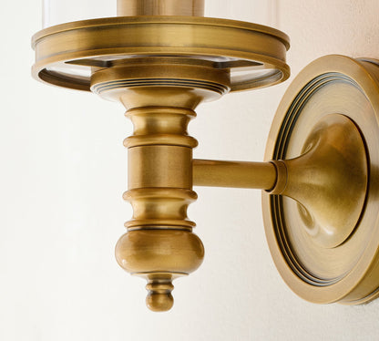 Driscoll Glass Cylinder Sconce - Classic Iron Wall Lamp with Clear Glass Shade
