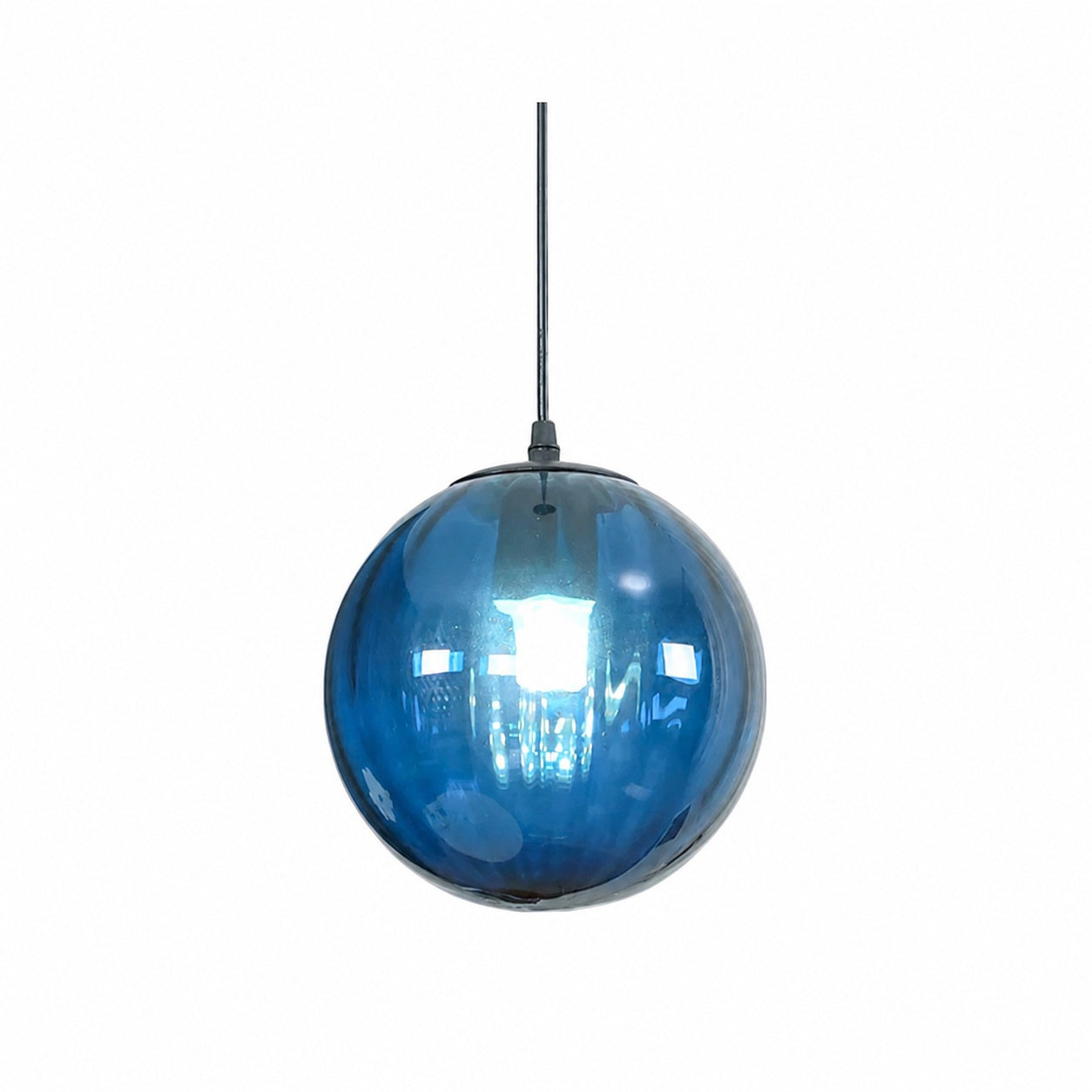 Lunorie Iron Metal Glass Globe Pendant Light – Sculpted Adjustable Pendant for Dining Spaces
