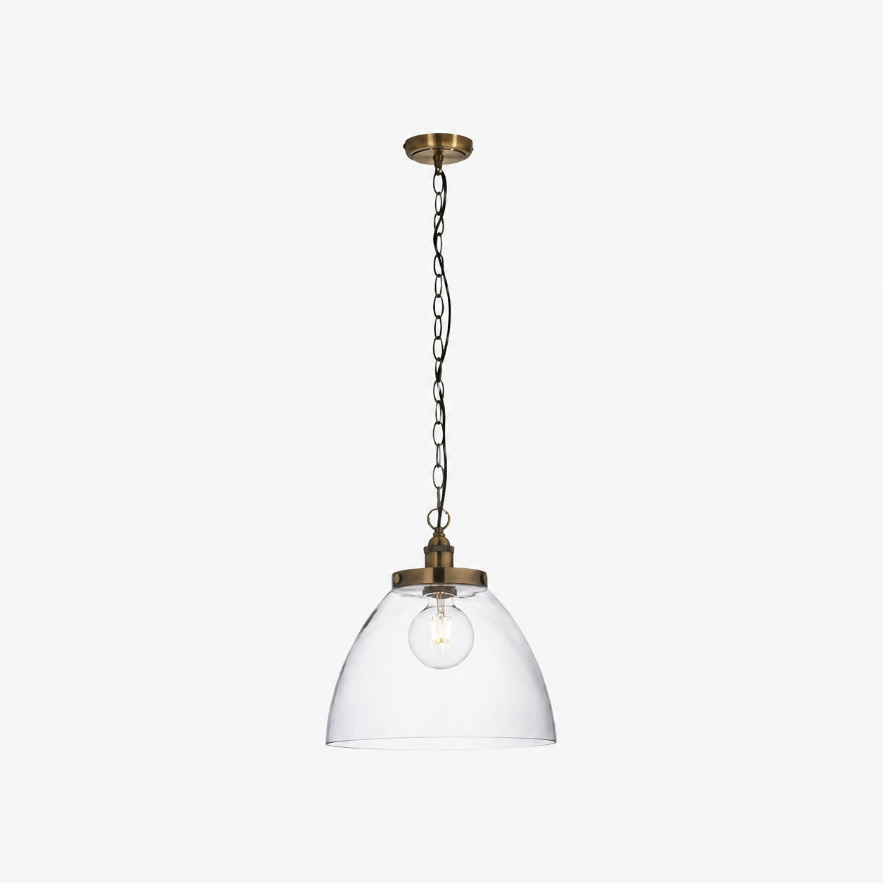 Novera Art Deco Kuppel-Hängeleuchte mit verstellbarer Höhe und Glasschirm - Wohnzimmer