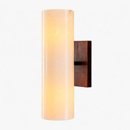 Wolvina Natural Marble Tube Sconce with Sleek Metal Details