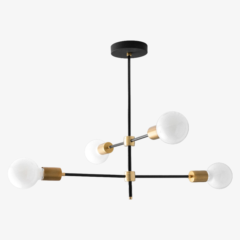 Mobilux Line Black and Brass Chandelier - Contemporary Globe Ceiling Hanging Light