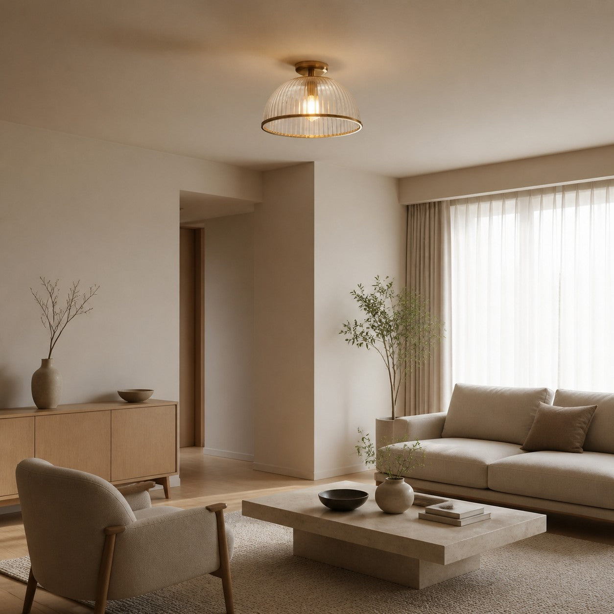 Luntra Deckenleuchte mit geripptem Glas – Elegante Deckenleuchte für Flure und Schlafzimmer