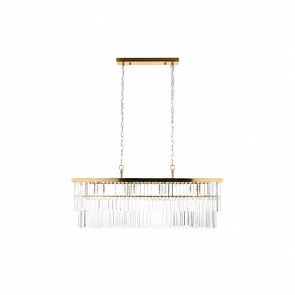 Vitralon Linear Pendant Lamp - Diamond-Shaped Glass Lampshade (Crystal-Clear) - Fits Living and Dining Rooms