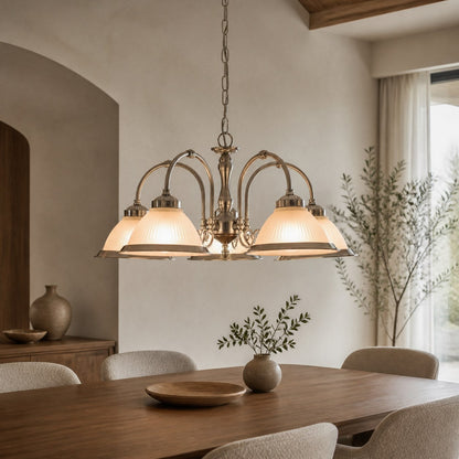 TF Vintora Pendelleuchte aus geripptem Glas – Elegante Metallumrandung für Küchen, Essbereiche und Flure