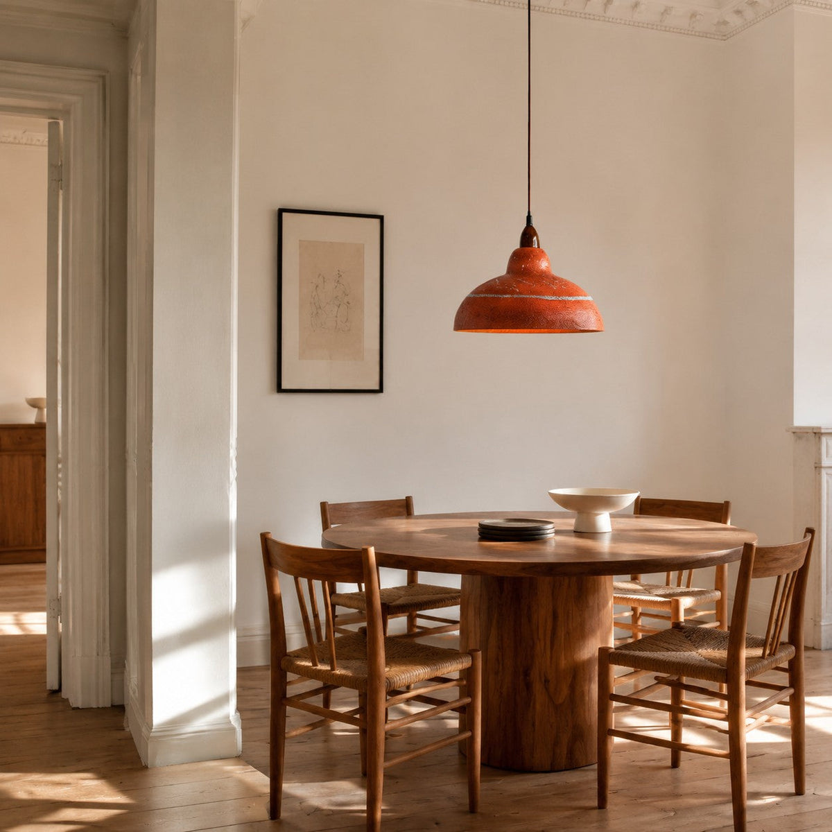 Terracotta resin pendant light in room setting