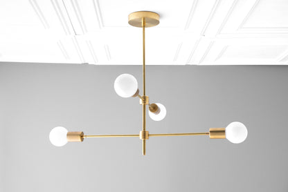 Mobilux Line Black and Brass Chandelier - Contemporary Globe Ceiling Hanging Light
