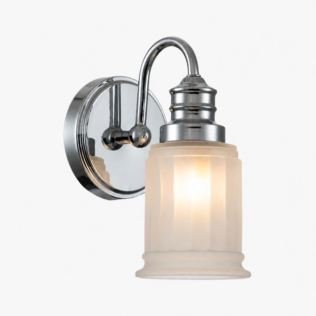 Lirra Bathroom Metal Wall Lamp with Glass Shade - Damp Rated Wall Sconce