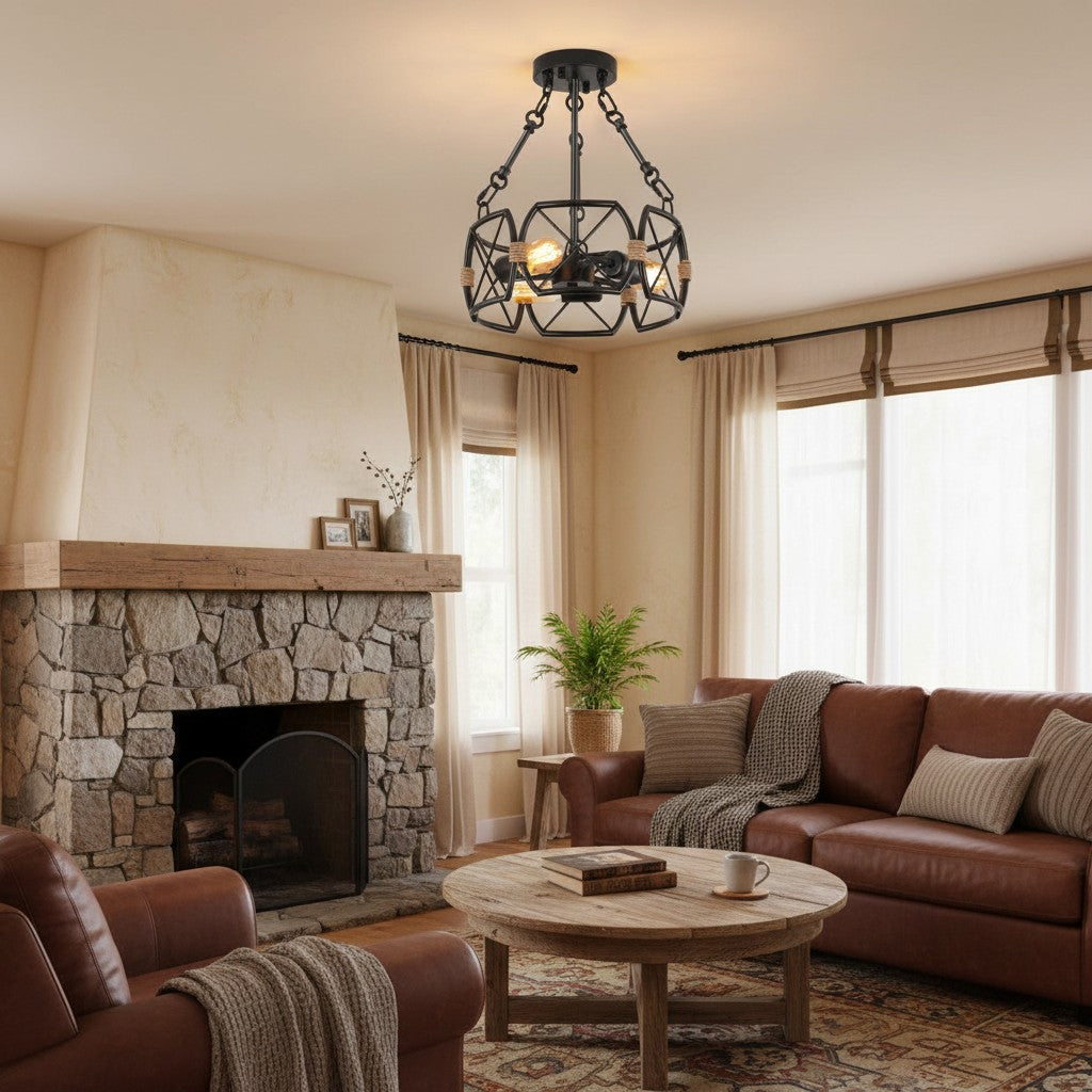 Cageon Open Metal Cage Industrial Ceiling Lamp - Design for Loft and Dining Room