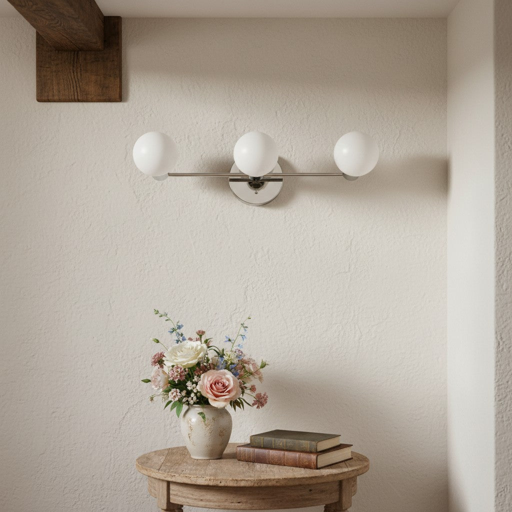 Glorica Glass Mid Century Modern Vanity Light - 3 Light Wall Fixture