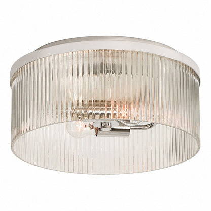 Bravira Flush Mount Ceiling Light - Ribbed & Bubbled Glass Metal Light