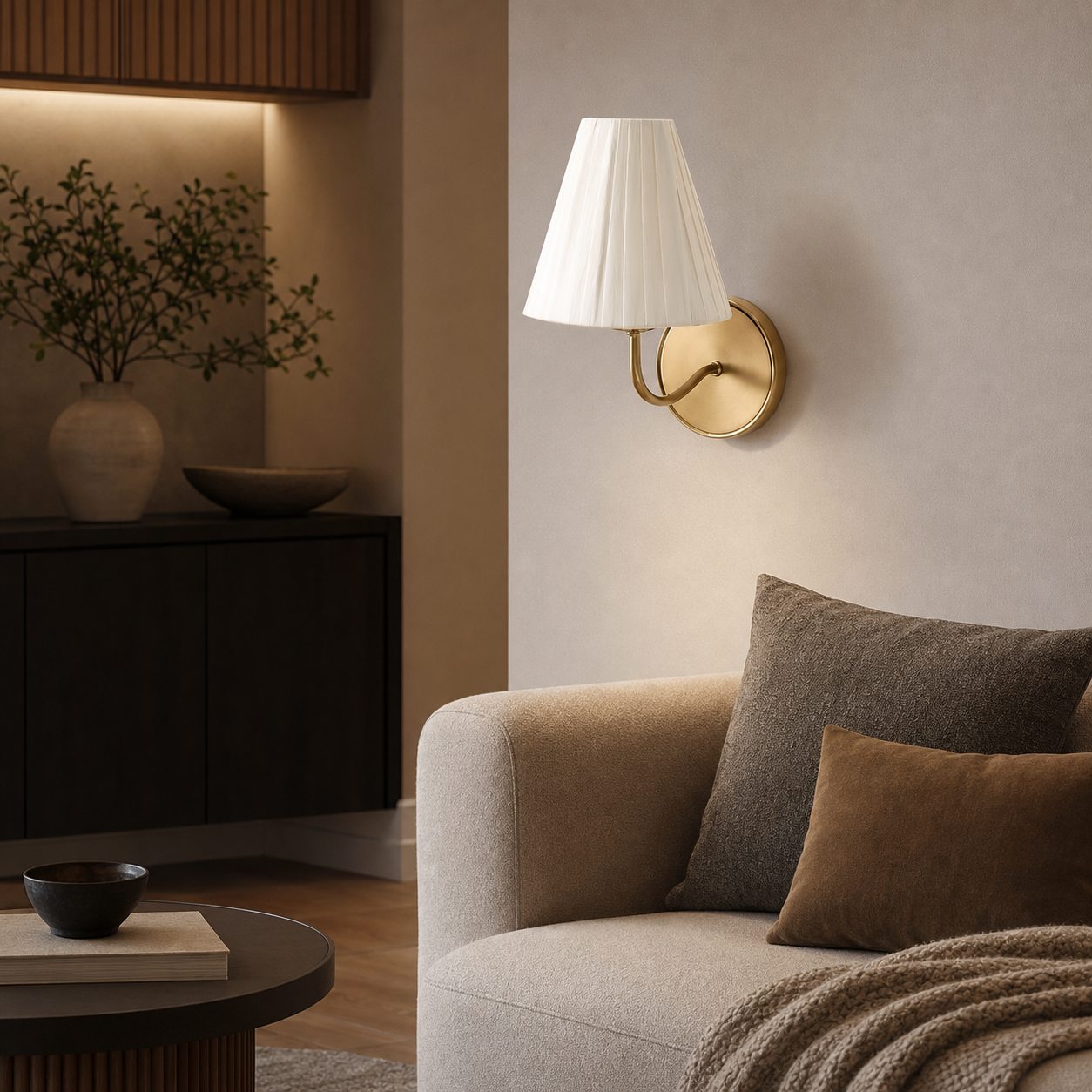 Fibura Zeitlose Wandleuchte mit Leinen Schirm - Minimalistisches Design für stilvolle Innenräume