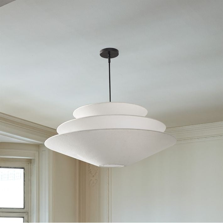 Solivara Soft Layered Linen Pendant Light with Modern Silhouette for Living and Dining Spaces