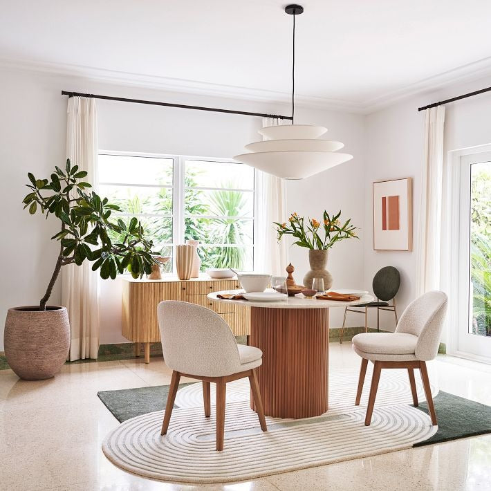 Solivara Soft Layered Linen Pendant Light with Modern Silhouette for Living and Dining Spaces