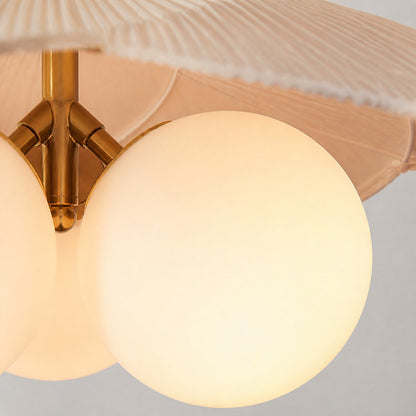 Orrise Vintage Inspired 3 Light Hanging Chandelier - Wood Metal and Fabric Accents Home Lighting