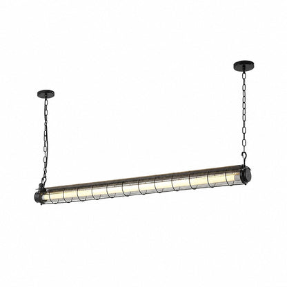 Kronleuchter aus Glas mit linearem Charakter, handgefertigt, klares Gusseisen, Metall, glatt, funkelnd