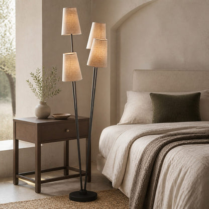 Duova 4 Light Floor Lamp – Fabric Shade Floor Lamp for Reading Corners or Living Spaces