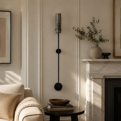 Long Copper and Glass Wall Sconce